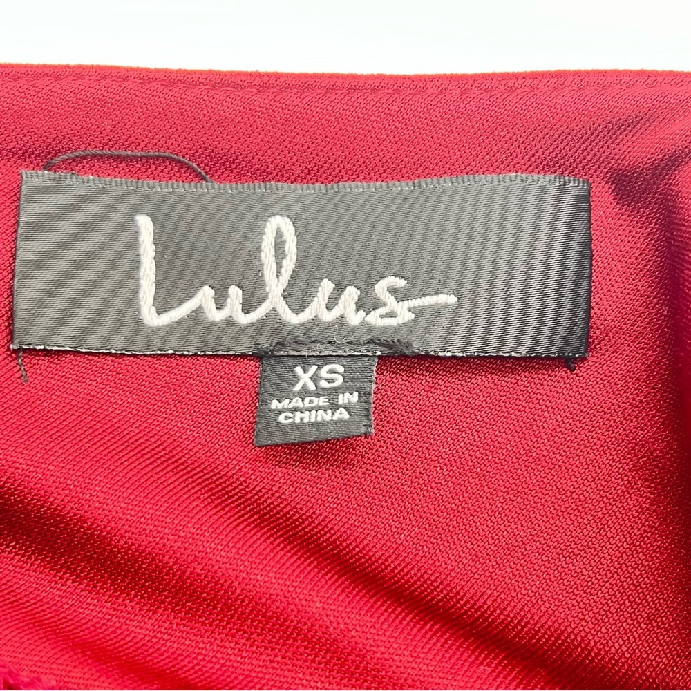 Lulu's Bold Red Backless Dress w/Front Slit Over Left Thigh-Size XS - Picture 8 of 9